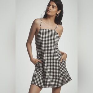 NWOT Anthropologie Apron Style Mini Dress Black & White Gingham